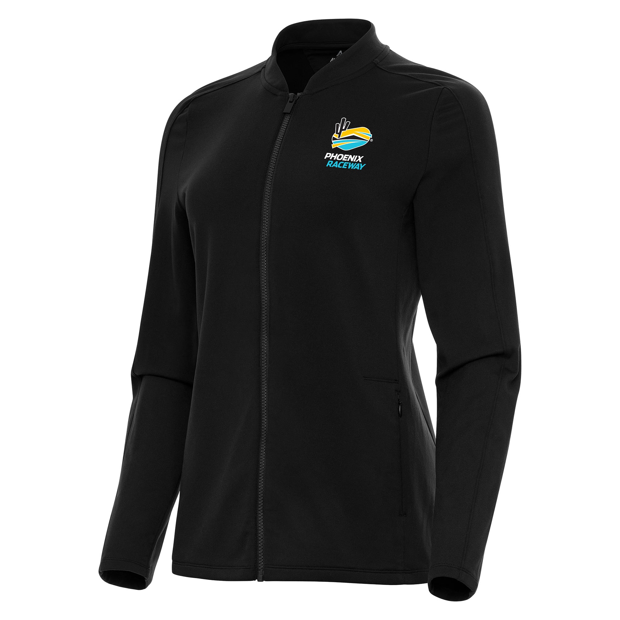 Women's Antigua  Black Phoenix Raceway Continual Full-Zip Jacket