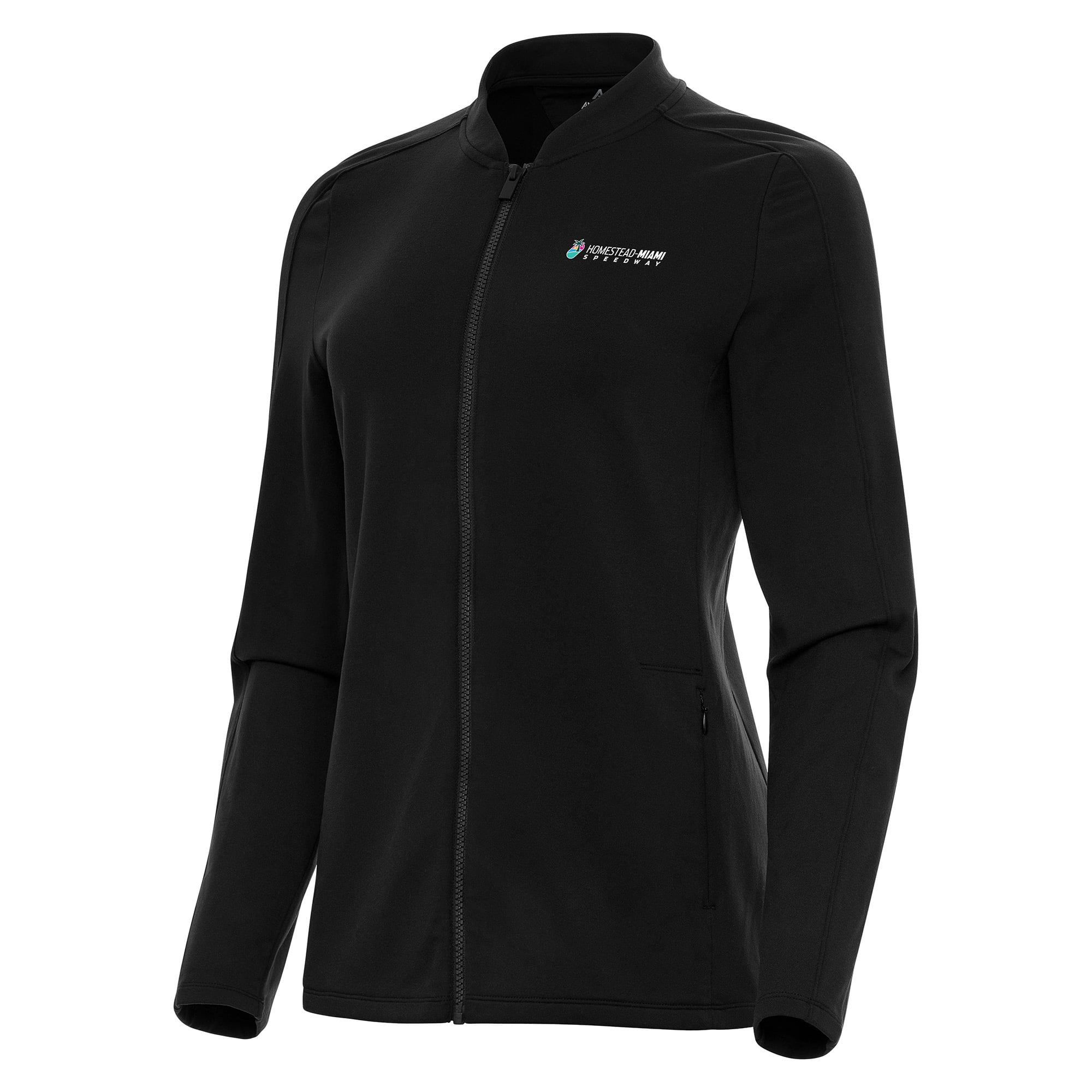 Women's Antigua Black Homestead-Miami Speedway Continual Full-Zip Jacket