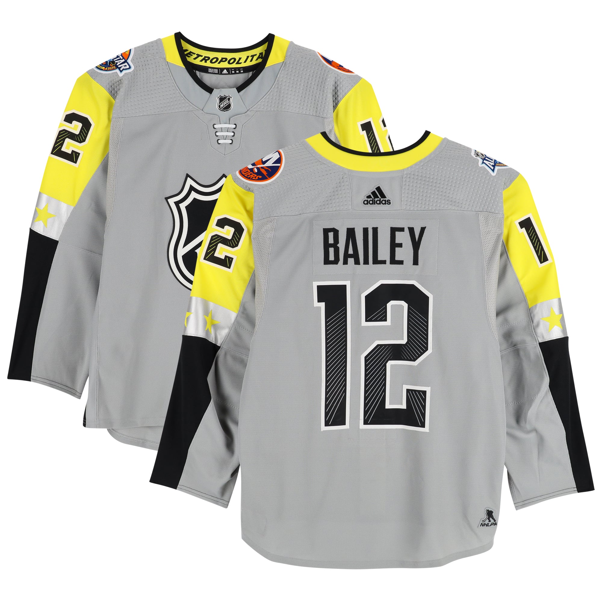 Josh Bailey Metro Division Game-Used #12 Gray Jersey from the 2018 NHL All-Star Game