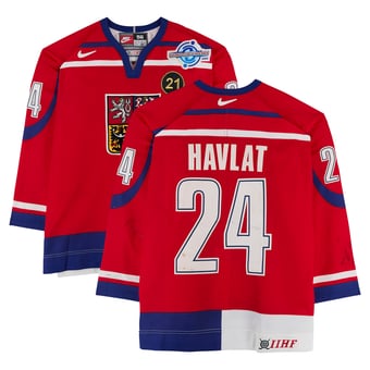 Martin Havlat Team Czech Republic Game-Used #24 Red Nike Jersey vs. Team Germany on September 3 during the 2004 World Cup of Hockey