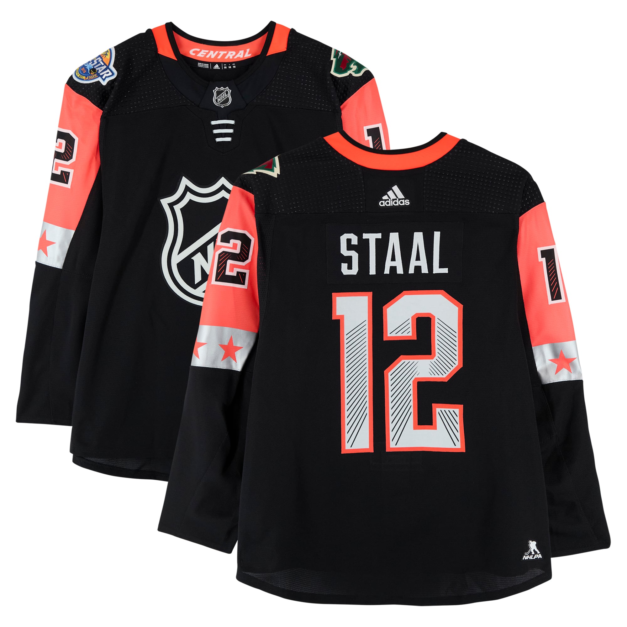 Eric Staal Central Division Game-Used #12 Black Jersey from the 2018 NHL All-Star Game