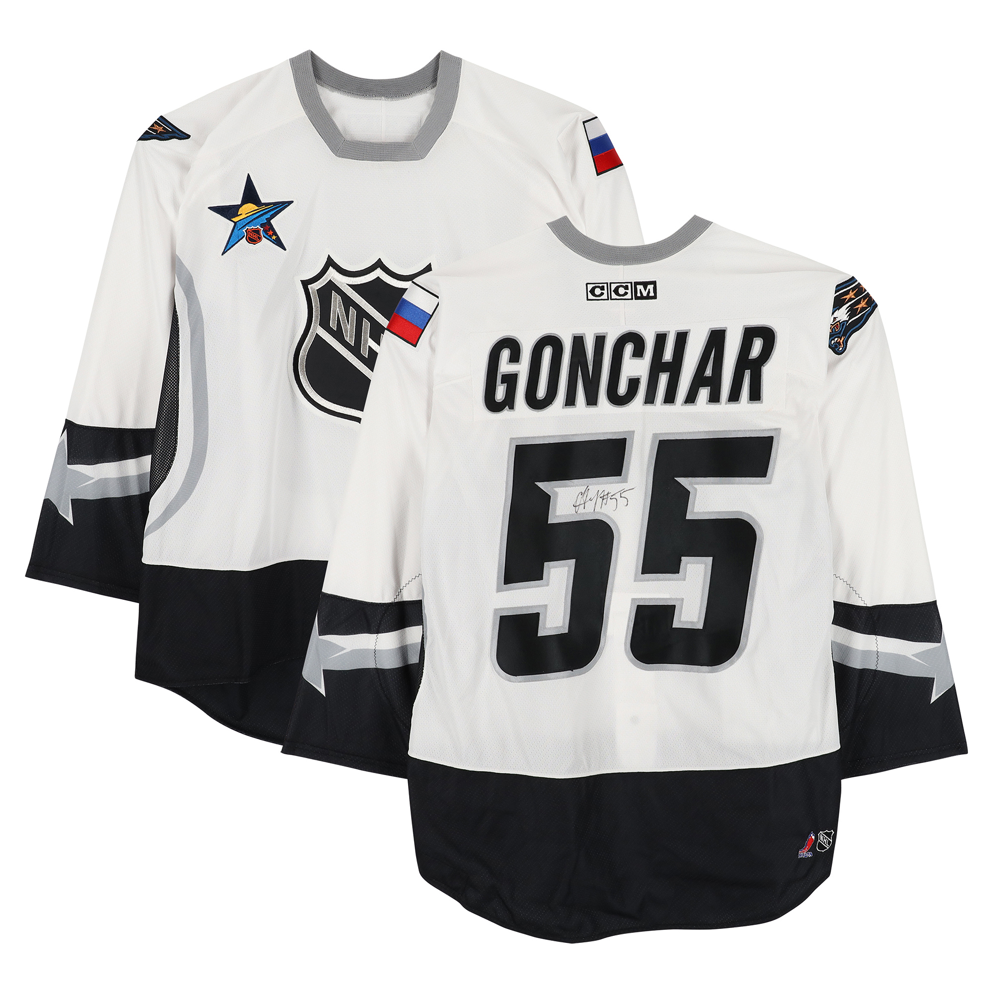 Sergei Gonchar Eastern Conference Autographed Game-Used #55 White CCM Jersey from the 2003 NHL All-Star Game