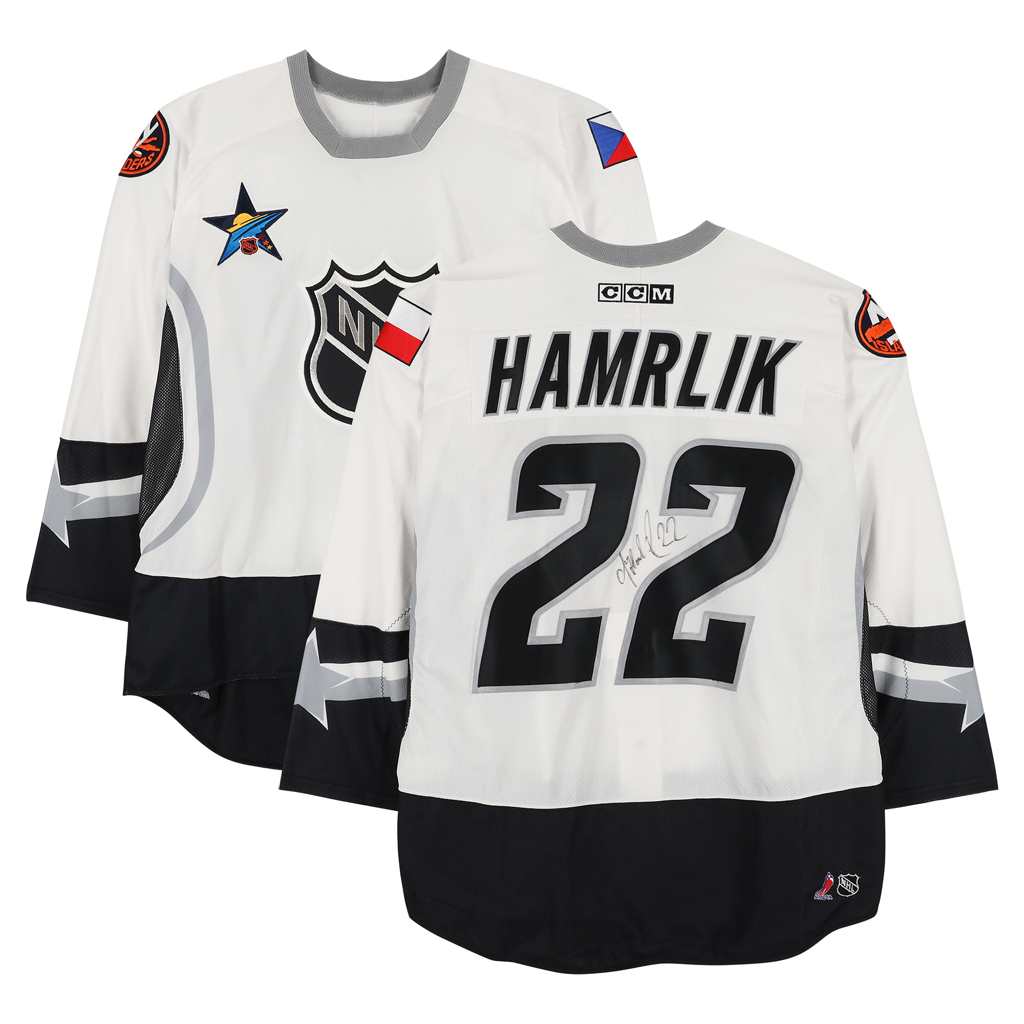 Roman Hamrlik Eastern Conference Autographed Game-Used #22 White CCM Jersey from the 2003 NHL All-Star Game