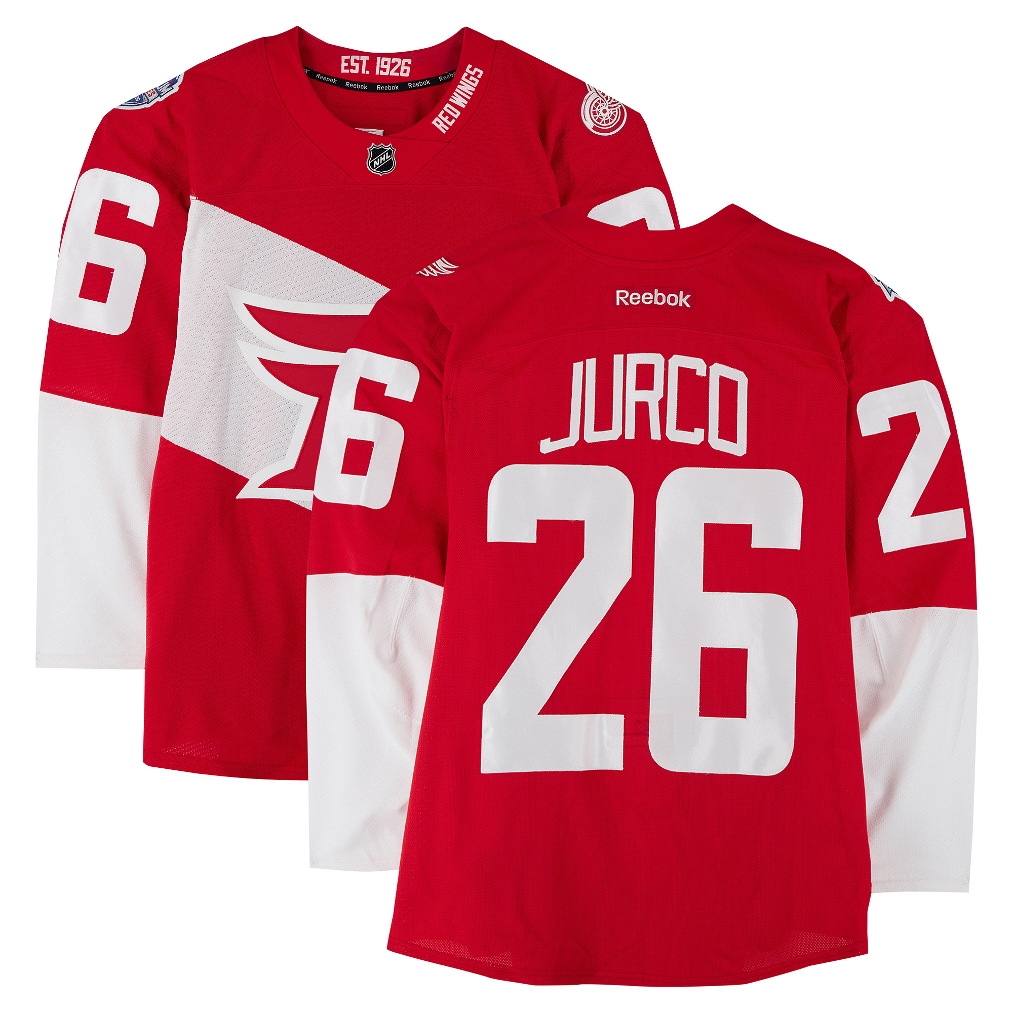 Tomas Jurco Detroit Red Wings Practice-Used #26 Red Jersey vs. Colorado Avalanche on February 27, 2016