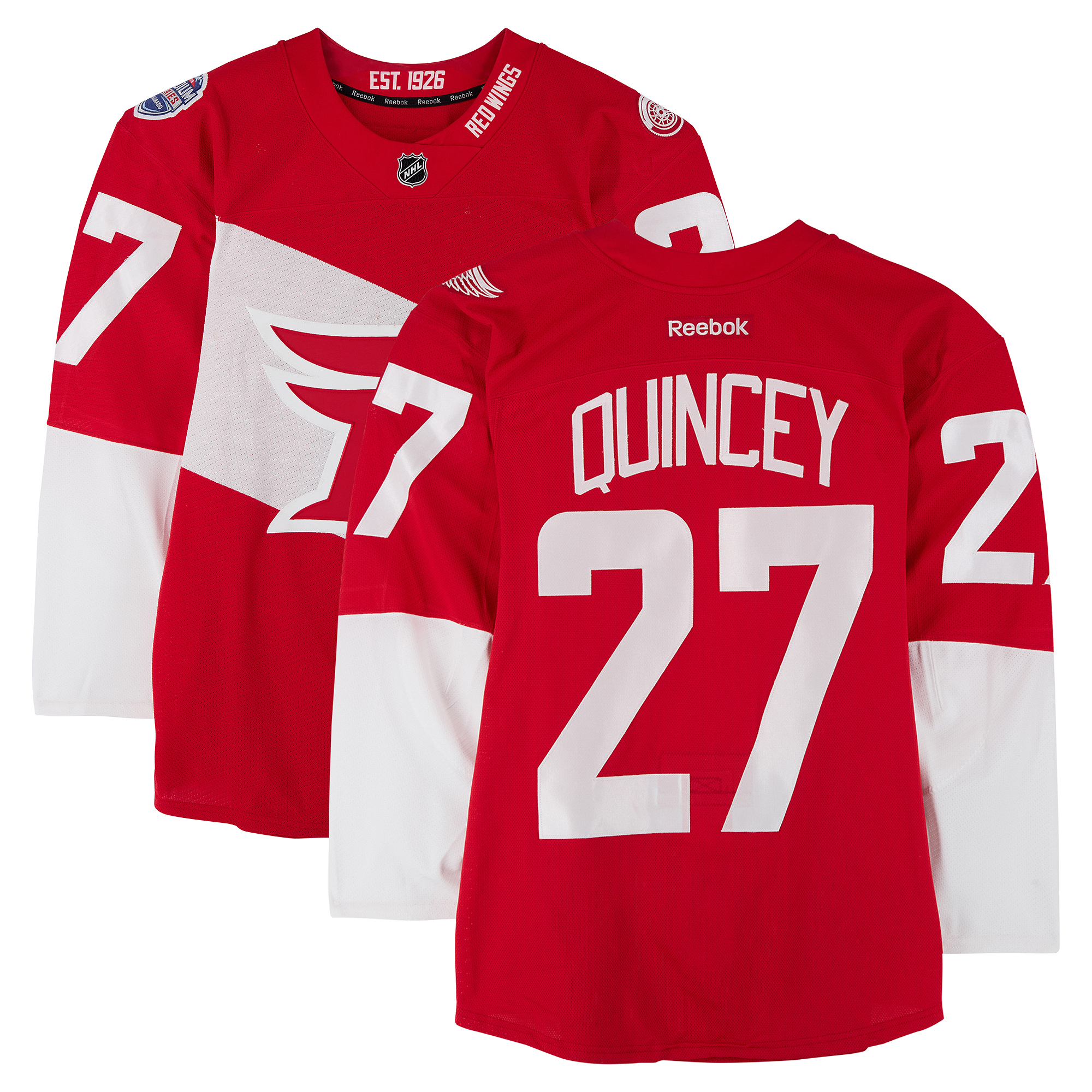 Kyle Quincey Detroit Red Wings Practice-Used #27 Red Jersey vs. Colorado Avalanche on February 27, 2016