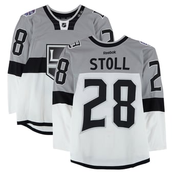 Jarret Stoll Los Angeles Kings Practice-Used #28 White Jersey vs. San Jose Sharks on February 21, 2015