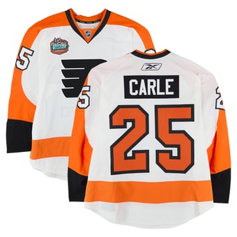 Matt Carle Philadelphia Flyers Practice-Used #25 White Jersey vs. Boston Bruins on January 1, 2010