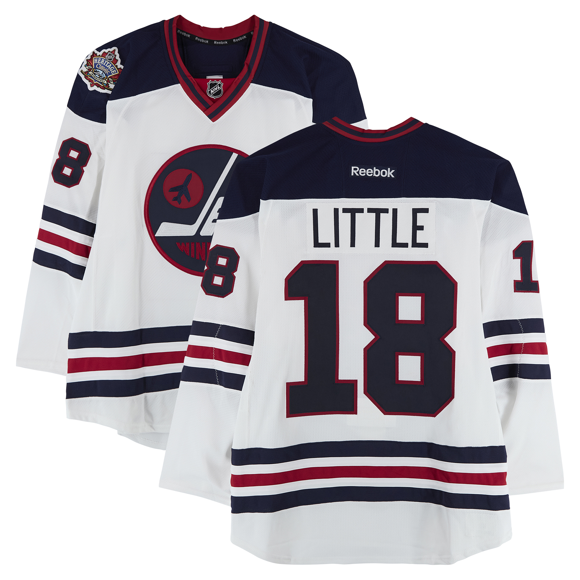Bryan Little Winnipeg Jets Player-Issued #18 White Reebok Jersey vs. Edmonton Oilers on October 23, 2016 - NHL Heritage Classic