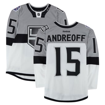 Andy Andreoff Los Angeles Kings Player-Issued #15 White Jersey vs. San Jose Sharks on February 21, 2015