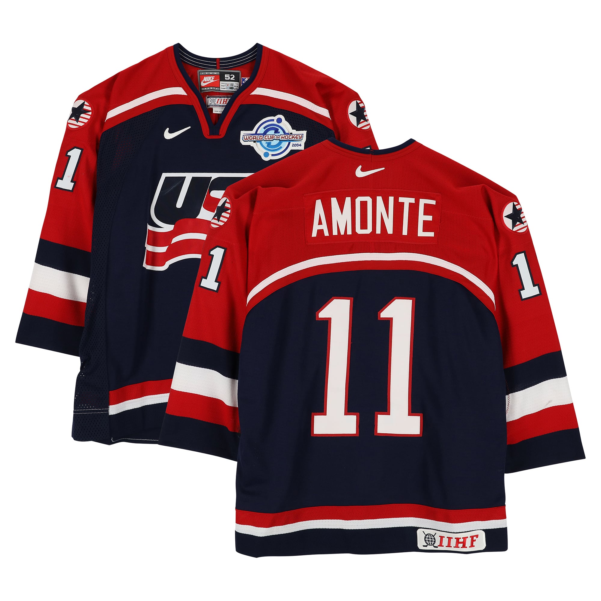Tony Amonte Team USA Game-Used #11 Navy Nike Jersey vs. Team Slovakia on September 3 during the 2004 World Cup of Hockey