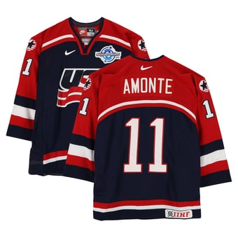Tony Amonte Team USA Game-Used #11 Navy Nike Jersey vs. Team Slovakia on September 3 during the 2004 World Cup of Hockey