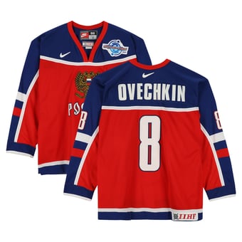 Alexander Ovechkin Team Russia Game-Used #8 Red Nike Jersey vs. Team Slovakia on September 5 during the 2004 World Cup of Hockey