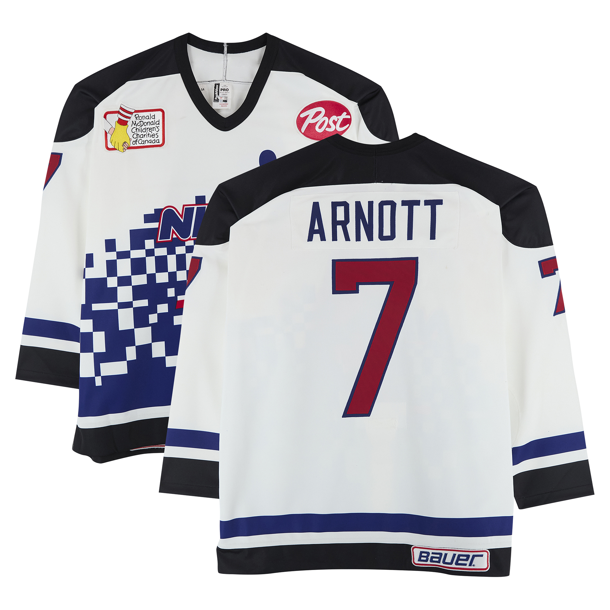 Jason Arnott Team Ontario Game-Used #7 White Bauer Jersey from the 1994 NHL 4 on 4 Challenge