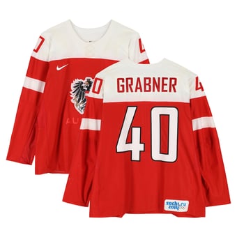 Michael Grabner Team Austria Game-Used #40 Red Nike Jersey vs. Team Finland on February 13 during the 2014 Olympic Games