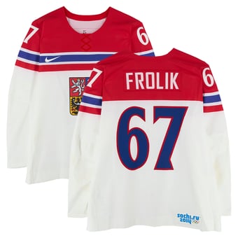 Michael Frolik Team Czech Republic Game-Used #67 White Nike Jersey vs. Team Sweden on February 12 during the 2014 Olympic Games