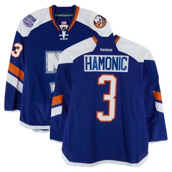 Travis Hamonic New York Islanders Player-Issued #3 Royal Jersey vs. New York Rangers on January 29, 2014