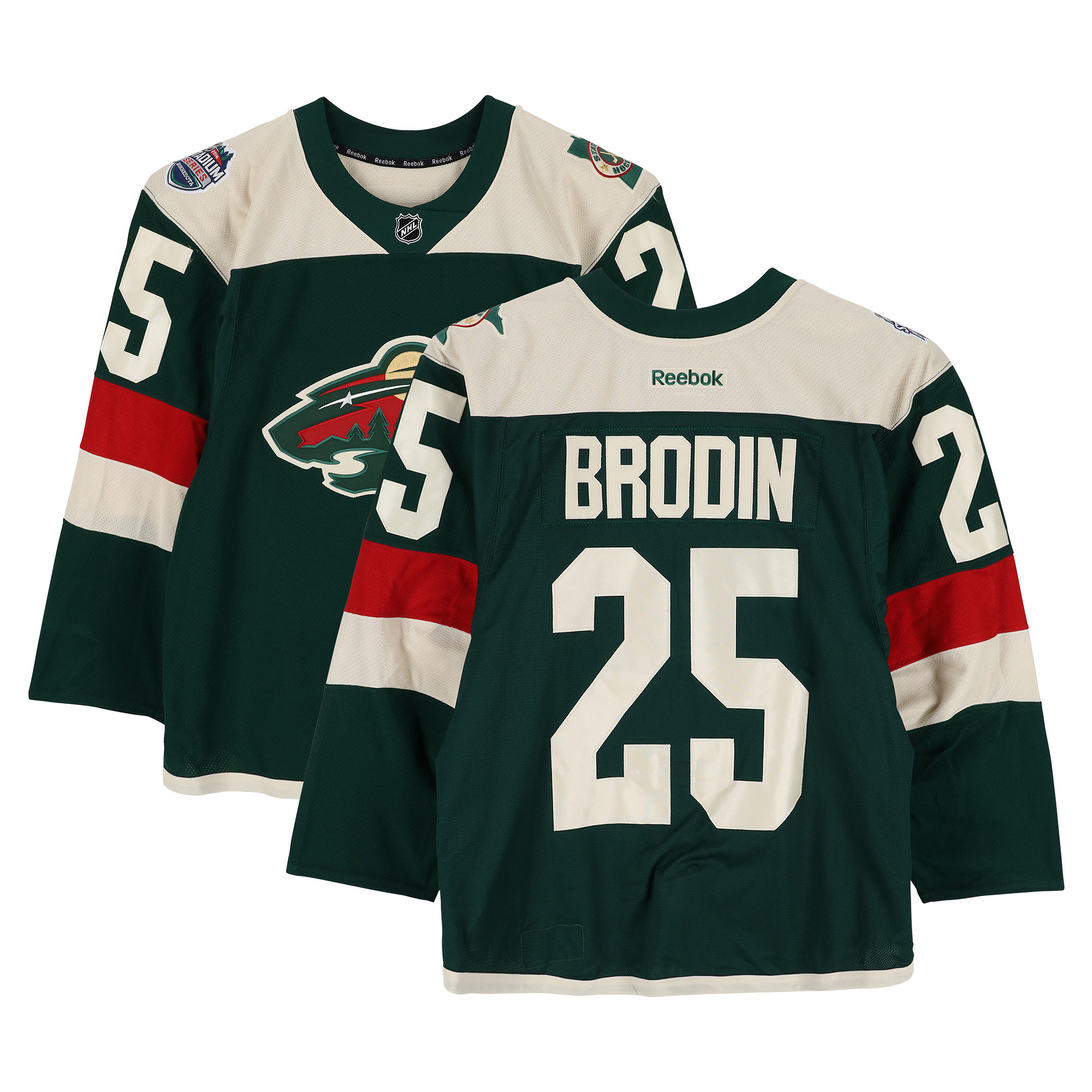 Jonas Brodin Minnesota Wild Player-Issued #25 Green Jersey vs. Minnesota Wild on February 21, 2016