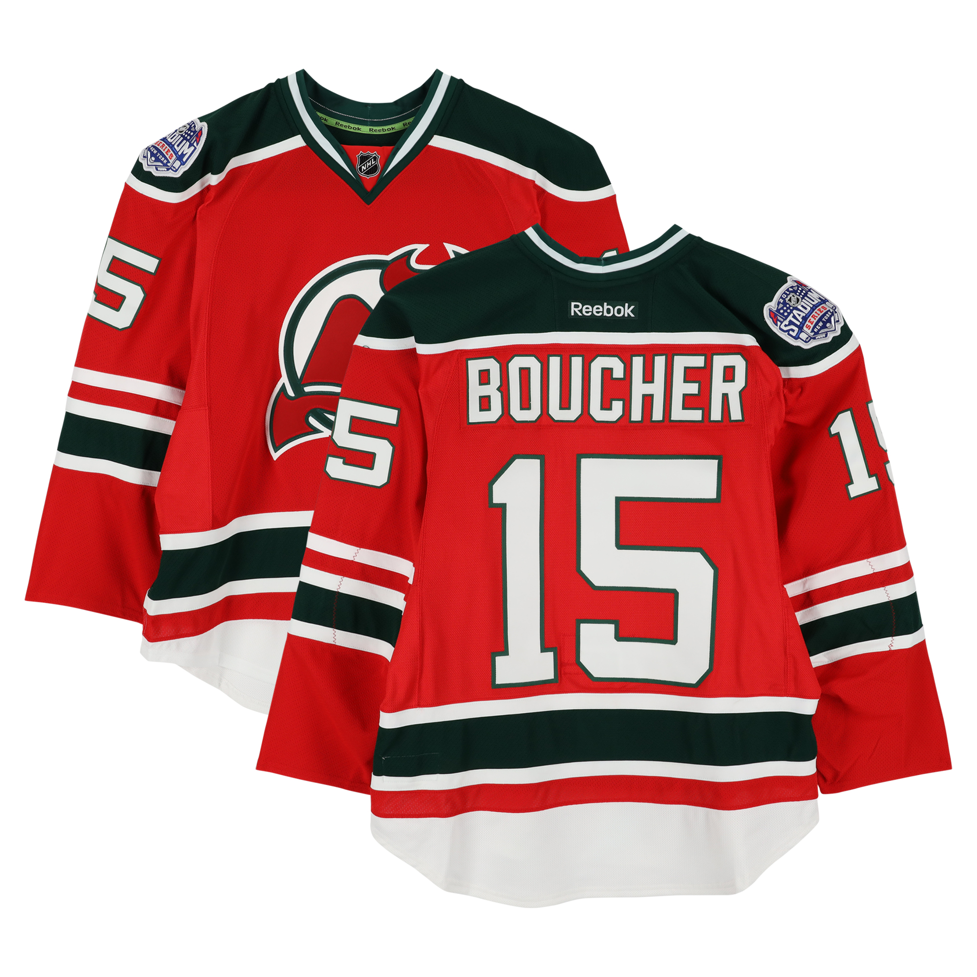 Reid Boucher New Jersey Devils Player-Issued #15 Red Jersey vs. New York Rangers on January 26, 2014