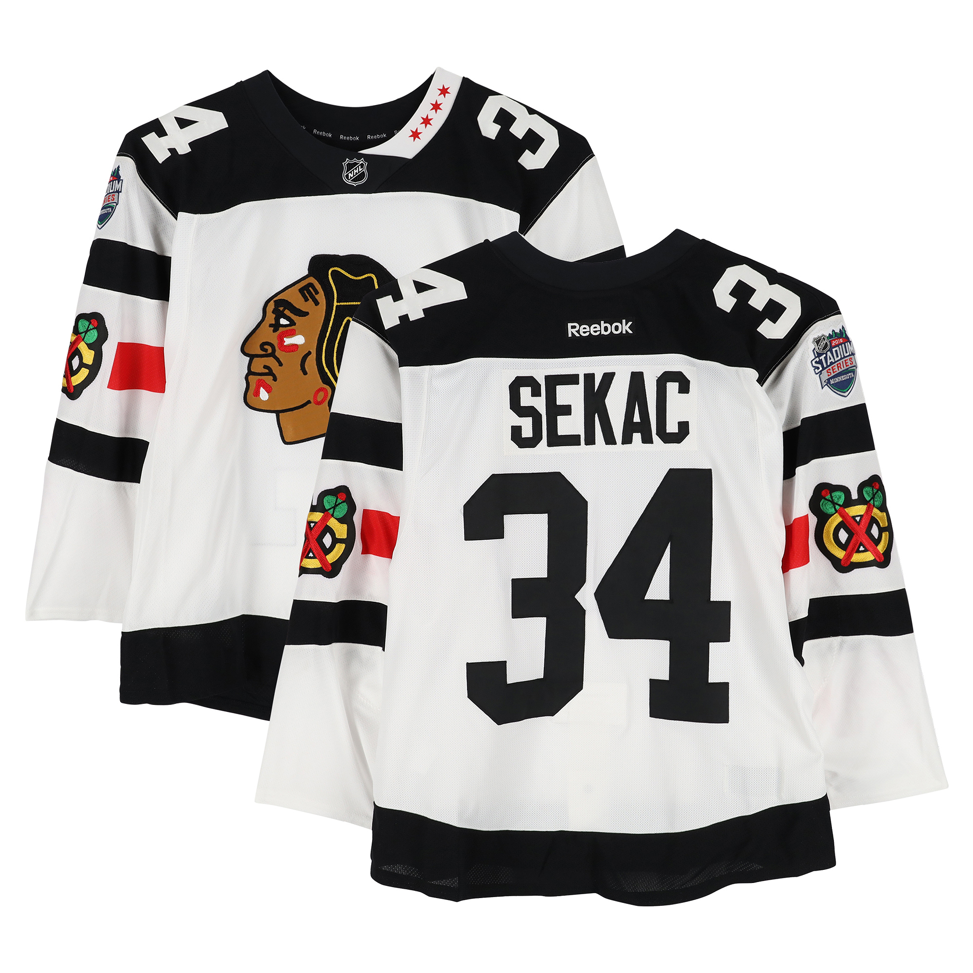 Jiri Sekac Chicago Blackhawks Player-Issued #34 White Jersey vs. Minnesota Wild on February 21, 2016