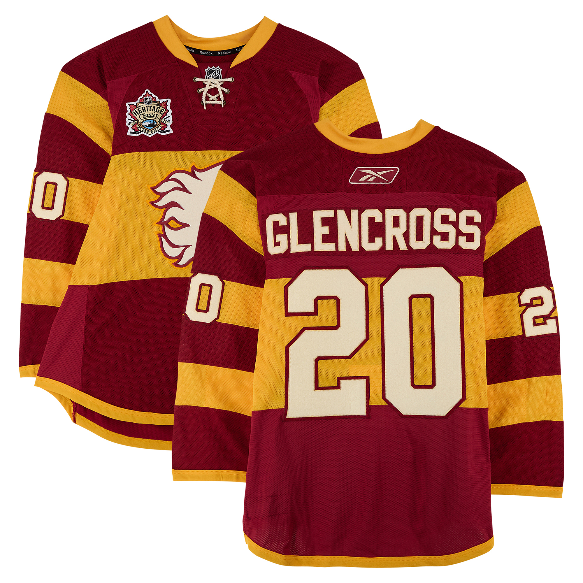 Curtis Glencross Calgary Flames Practice-Used #20 Yellow Jersey vs. Montreal Canadiens on February 20, 2011