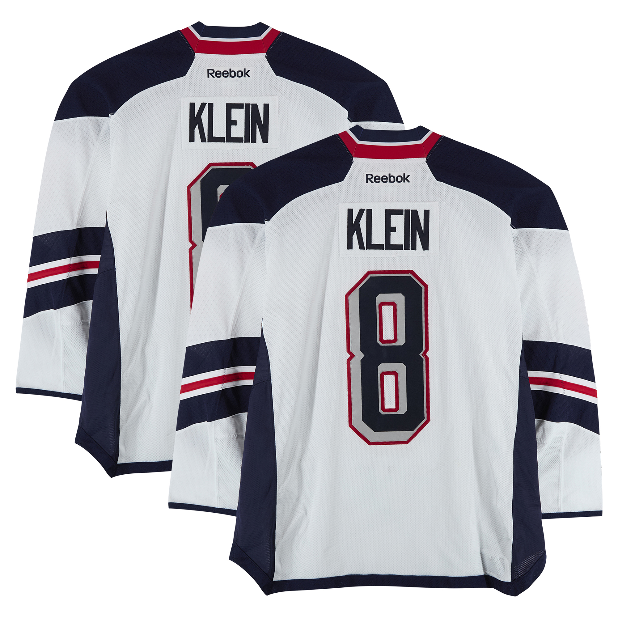Kevin Klein New York Rangers Practice-Used #8 White Jersey vs. New York Islanders on January 29, 2014 - Worn During Warm-Ups