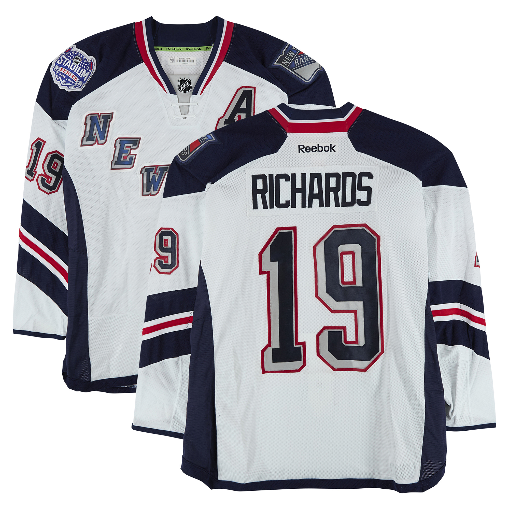 Brad Richards New York Rangers Practice-Used #19 White Jersey vs. New York Islanders on January 29, 2014 - Worn During Warm-Ups