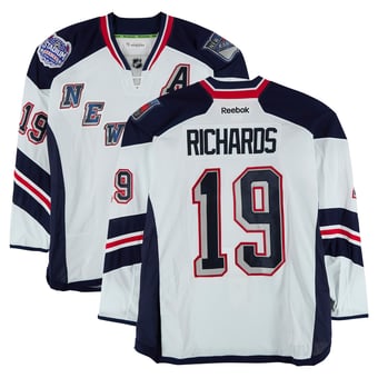 Brad Richards New York Rangers Practice-Used #19 White Jersey vs. New York Islanders on January 29, 2014 - Worn During Warm-Ups