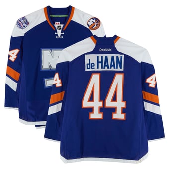 Calvin de Haan New York Islanders Practice-Used #44 Royal Jersey vs. New York Rangers on January 29, 2014 - Worn During Warm-Ups