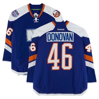 Matt Donovan New York Islanders Practice-Used #46 Royal Jersey vs. New York Rangers on January 29, 2014 - Worn During Warm-Ups