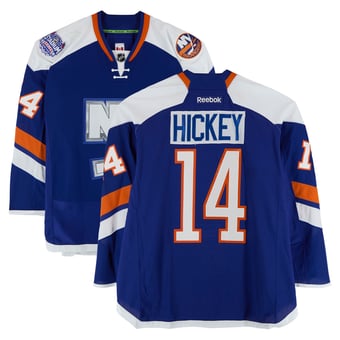 Thomas Hickey New York Islanders Practice-Used #14 Royal Jersey vs. New York Rangers on January 29, 2014 - Worn During Warm-Ups