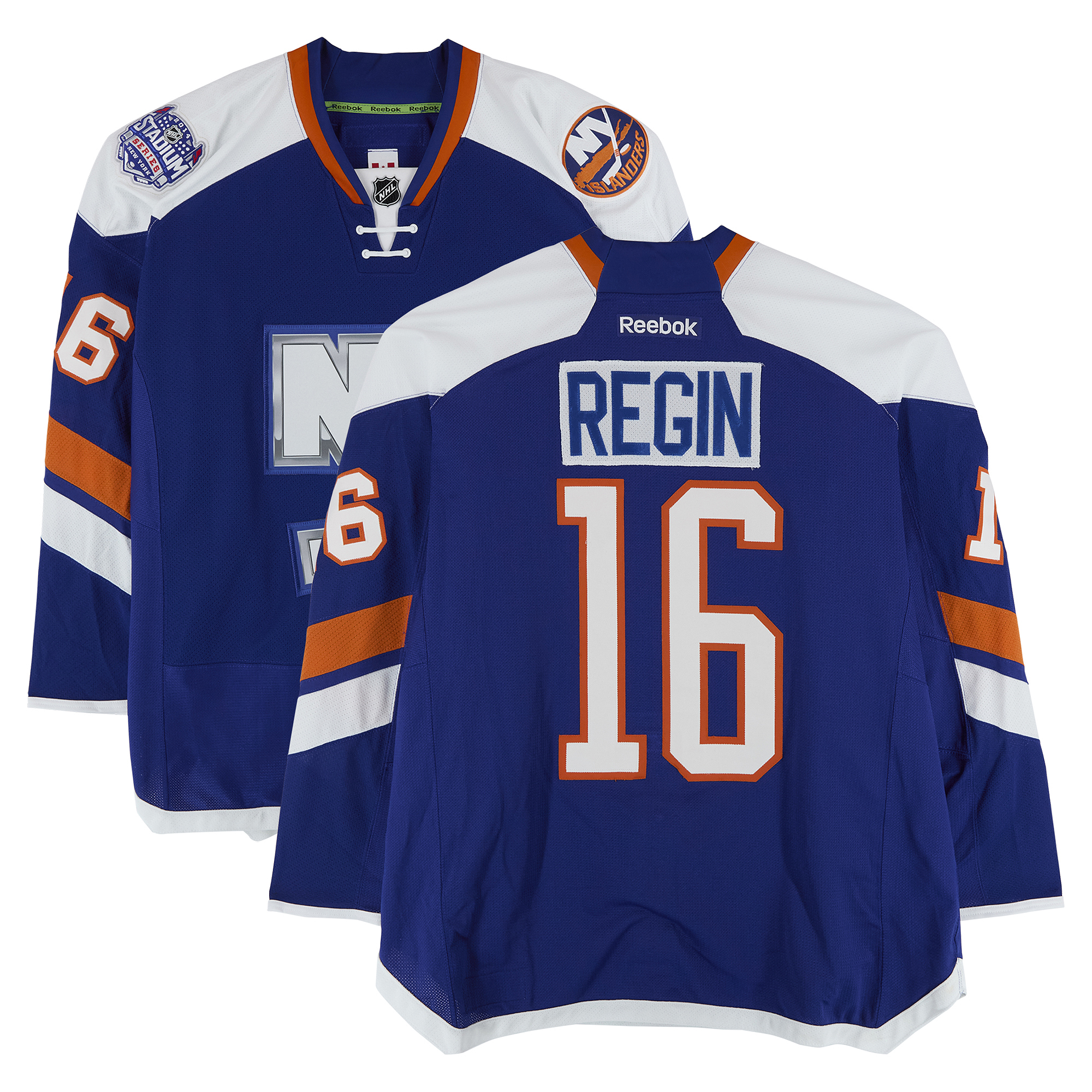 Peter Regin New York Islanders Practice-Used #16 Royal Jersey vs. New York Rangers on January 29, 2014 - Worn During Warm-Ups