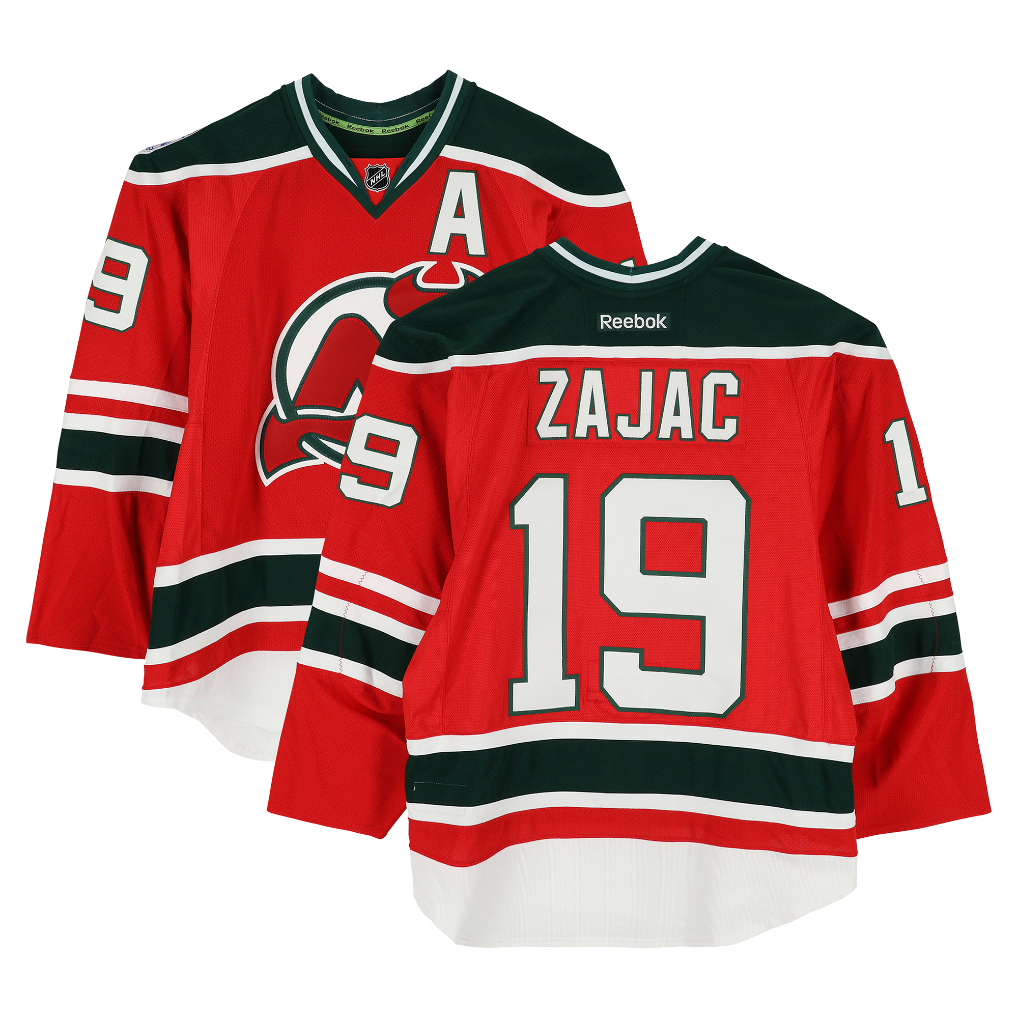Travis Zajac New Jersey Devils Practice-Used #19 Red Jersey vs. New York Rangers on January 26, 2014