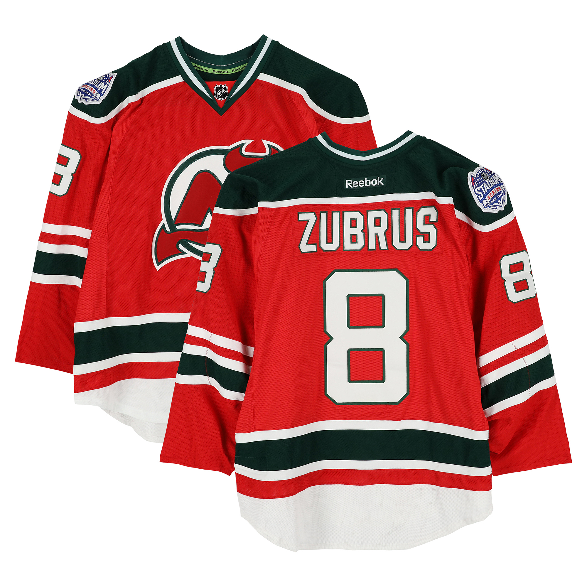 Dainius Zubrus New Jersey Devils Practice-Used #8 Red Jersey vs. New York Rangers on January 26, 2014