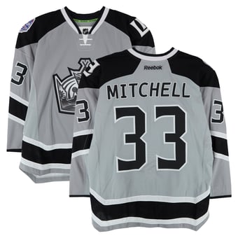 Willie Mitchell Los Angeles Kings Practice-Used #33 Silver Reebok Jersey vs. Anaheim Ducks on January 25, 2014 - NHL Stadium Series - Worn During Warm-Ups