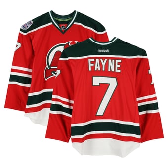 Mark Fayne New Jersey Devils Practice-Used #7 Red Jersey vs. New York Rangers on January 26, 2014