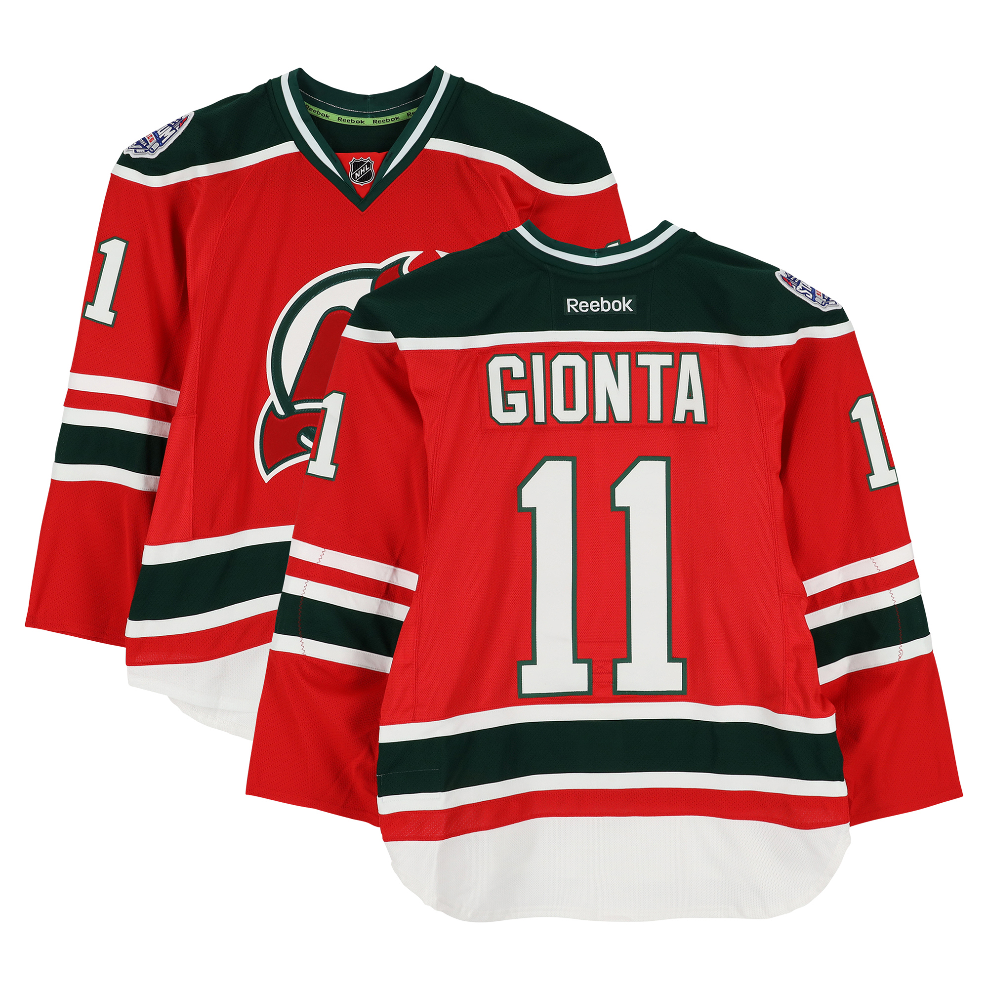 Stephen Gionta New Jersey Devils Practice-Used #11 Red Jersey vs. New York Rangers on January 26, 2014