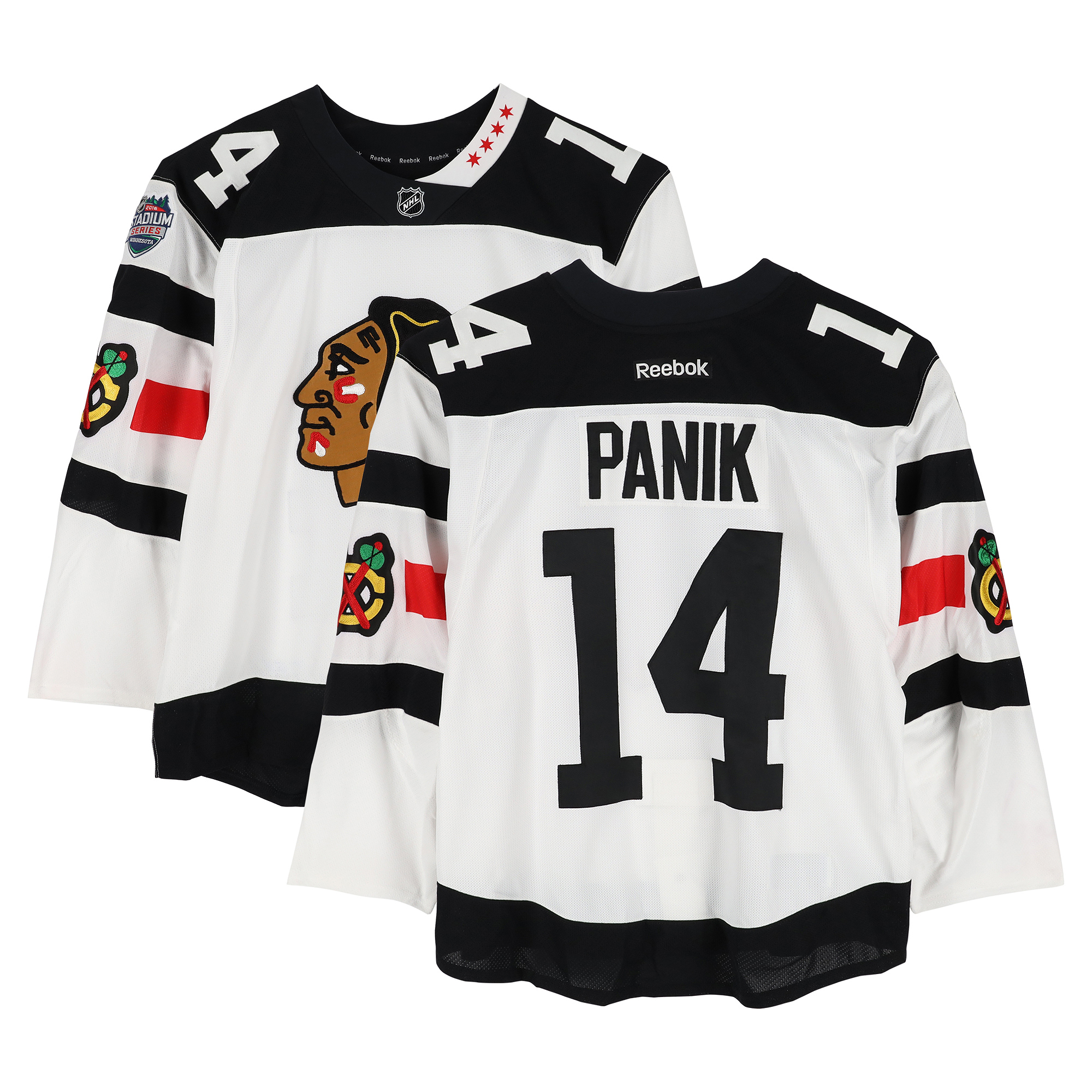 Richard Panik Chicago Blackhawks Practice-Used #14 White Jersey vs. Minnesota Wild on February 21, 2016