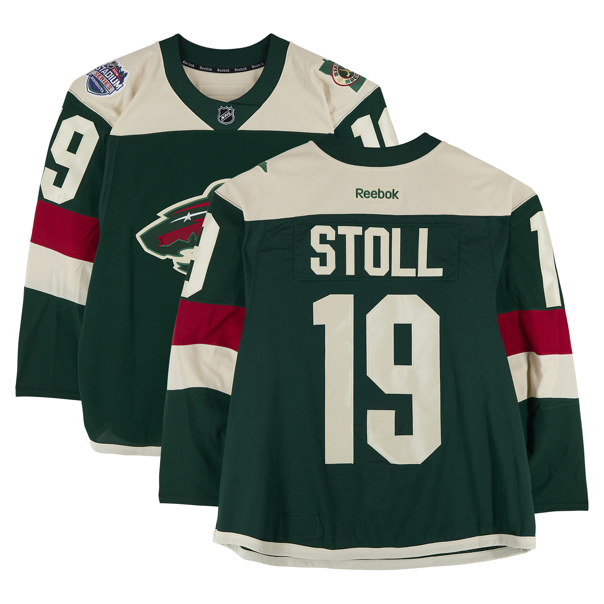 Jarret Stoll Minnesota Wild Practice-Used #19 Green Jersey vs. Chicago Blackhawks on February 21, 2016