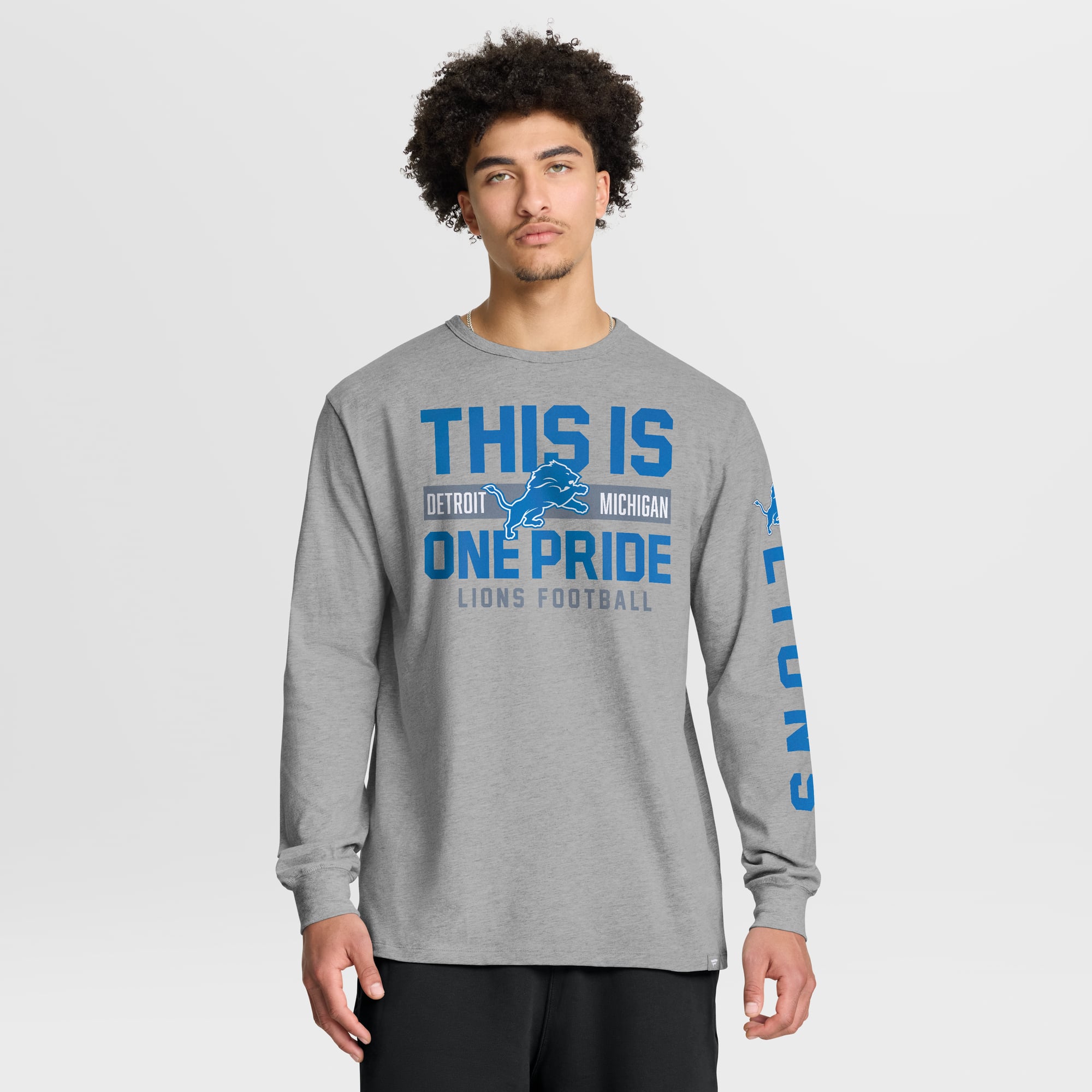 Men's Fanatics Heather Gray Detroit Lions Hometown Sweep Legacy Long Sleeve T-Shirt