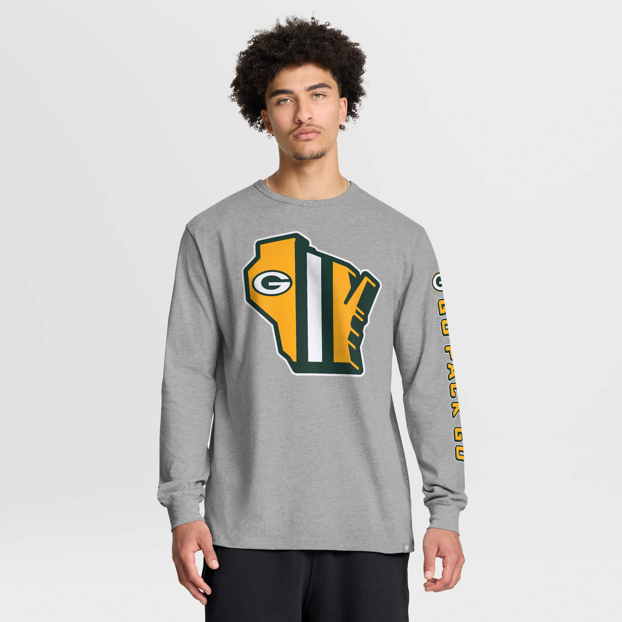 Men's Fanatics Heather Gray Green Bay Packers Hometown Sweep Legacy Long Sleeve T-Shirt