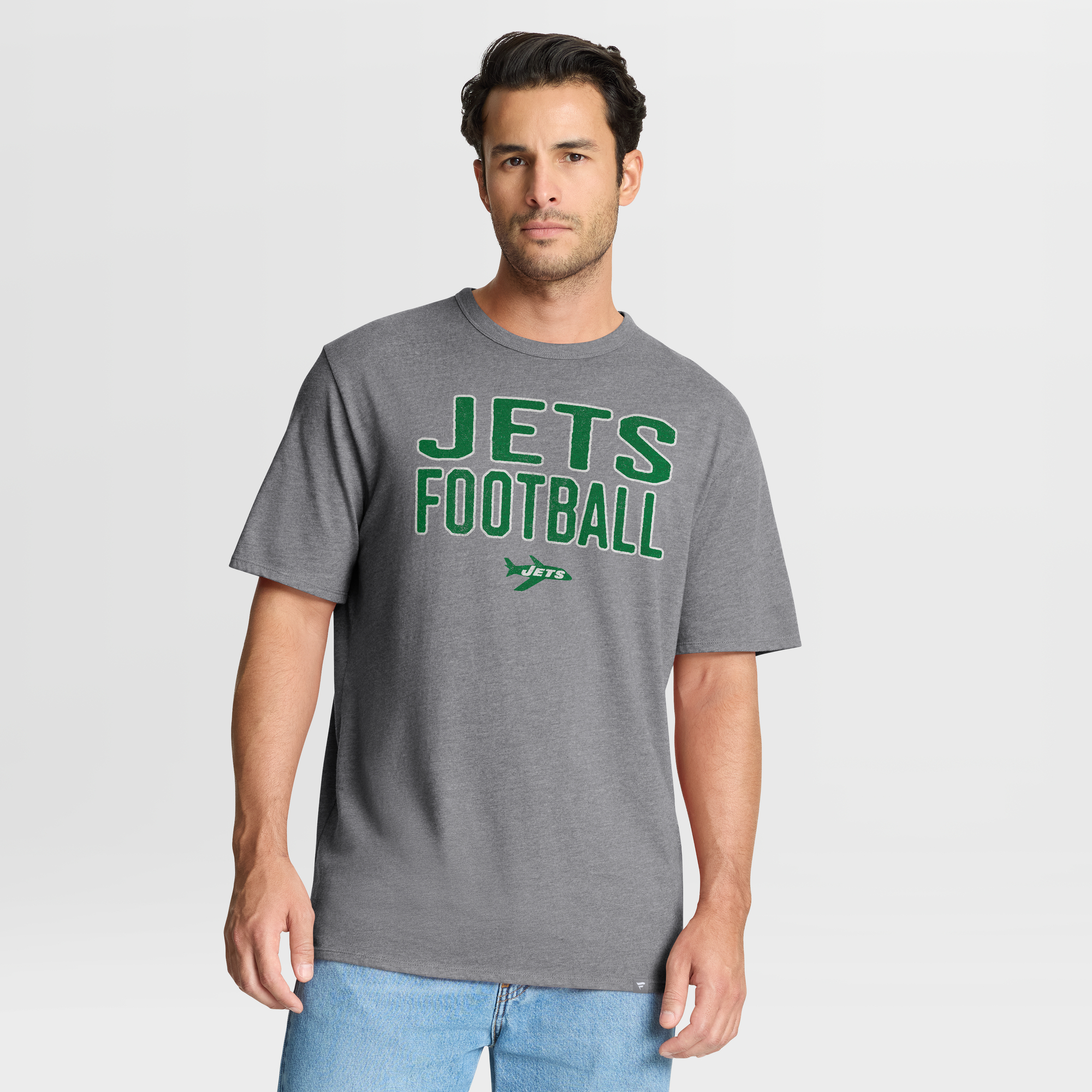 Fanatics Men's Heather Gray New York Jets First Down Tribute Tri-Blend T-Shirt - Heather Gray
