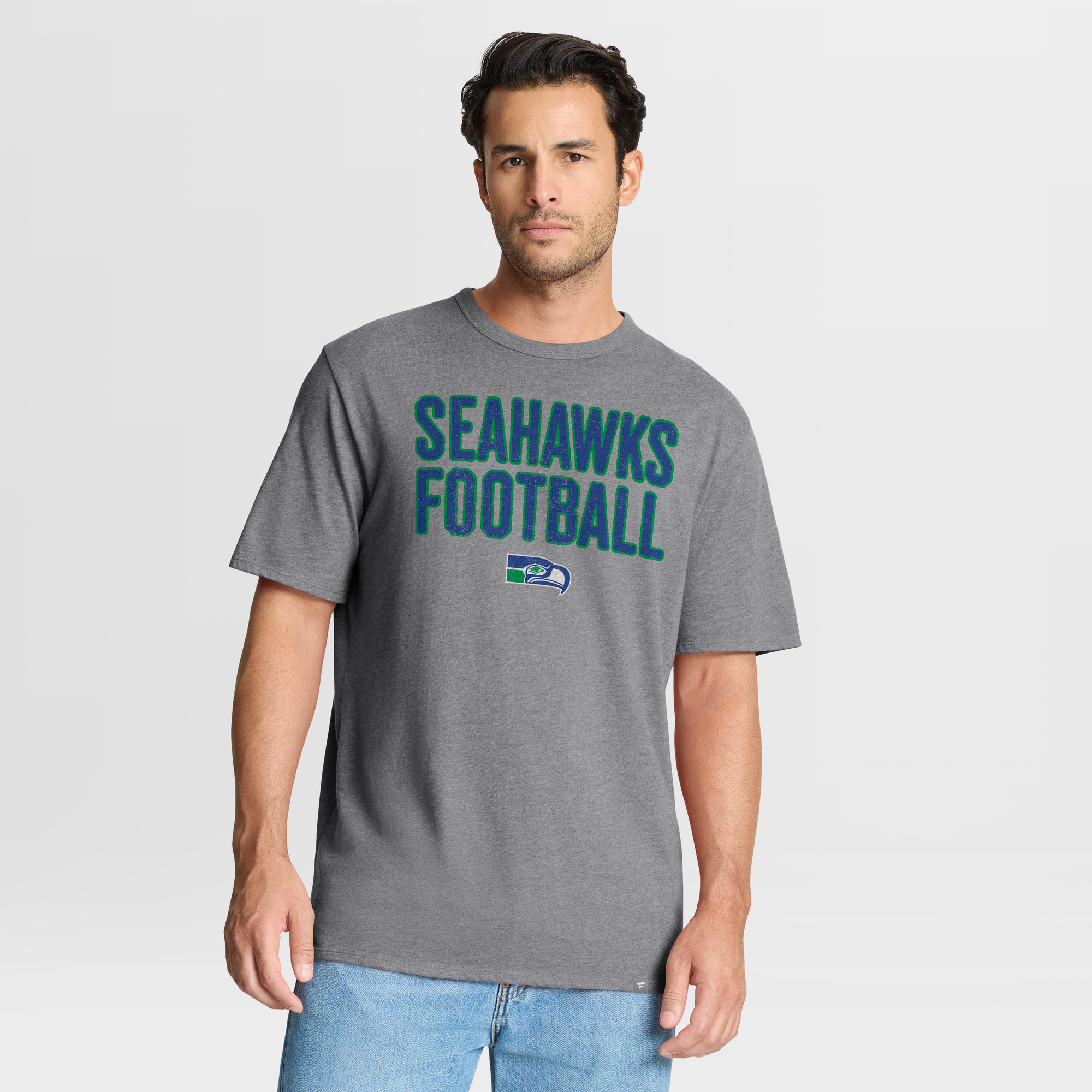 Men's Fanatics Heather Gray Seattle Seahawks First Down Tribute Tri-Blend T-Shirt