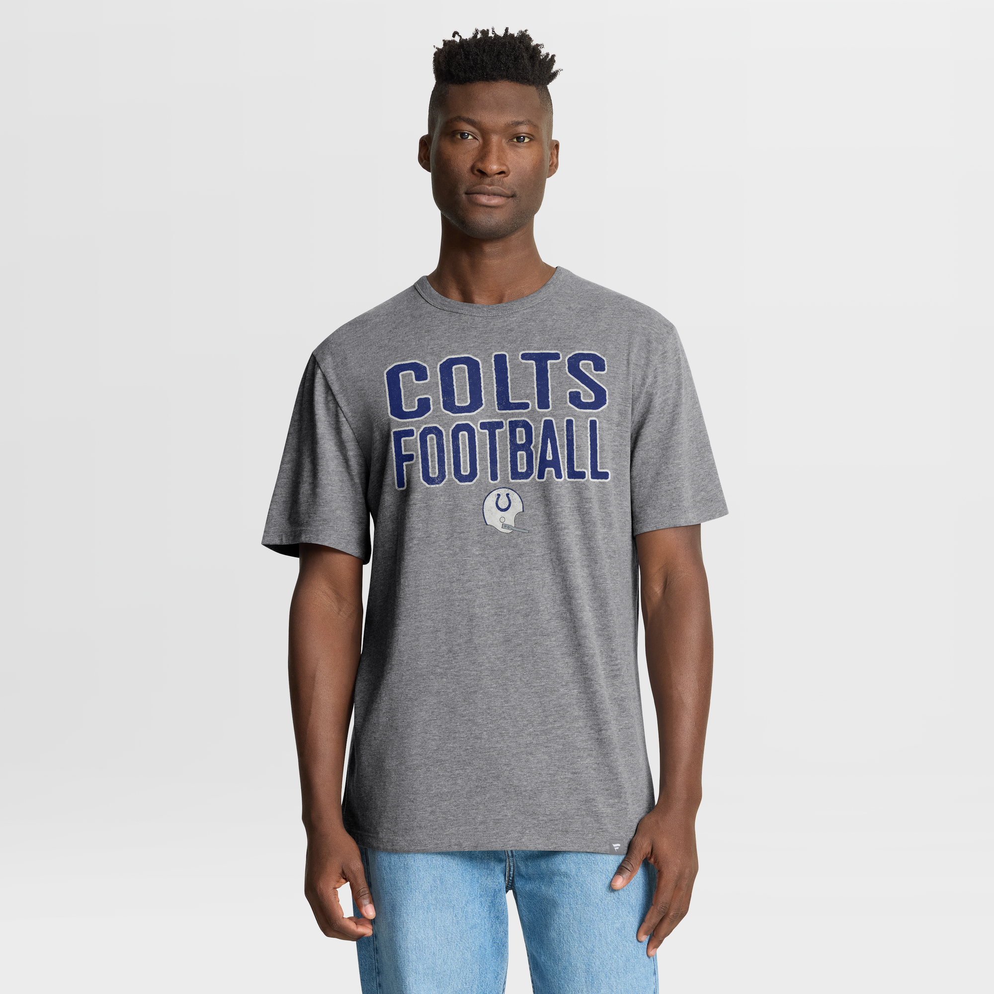 Men's Fanatics Heather Gray Indianapolis Colts First Down Tribute Tri-Blend T-Shirt