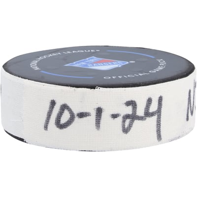 Brian Halonen New Jersey Devils Game-Used Goal Puck vs. New York Rangers on October 1, 2024