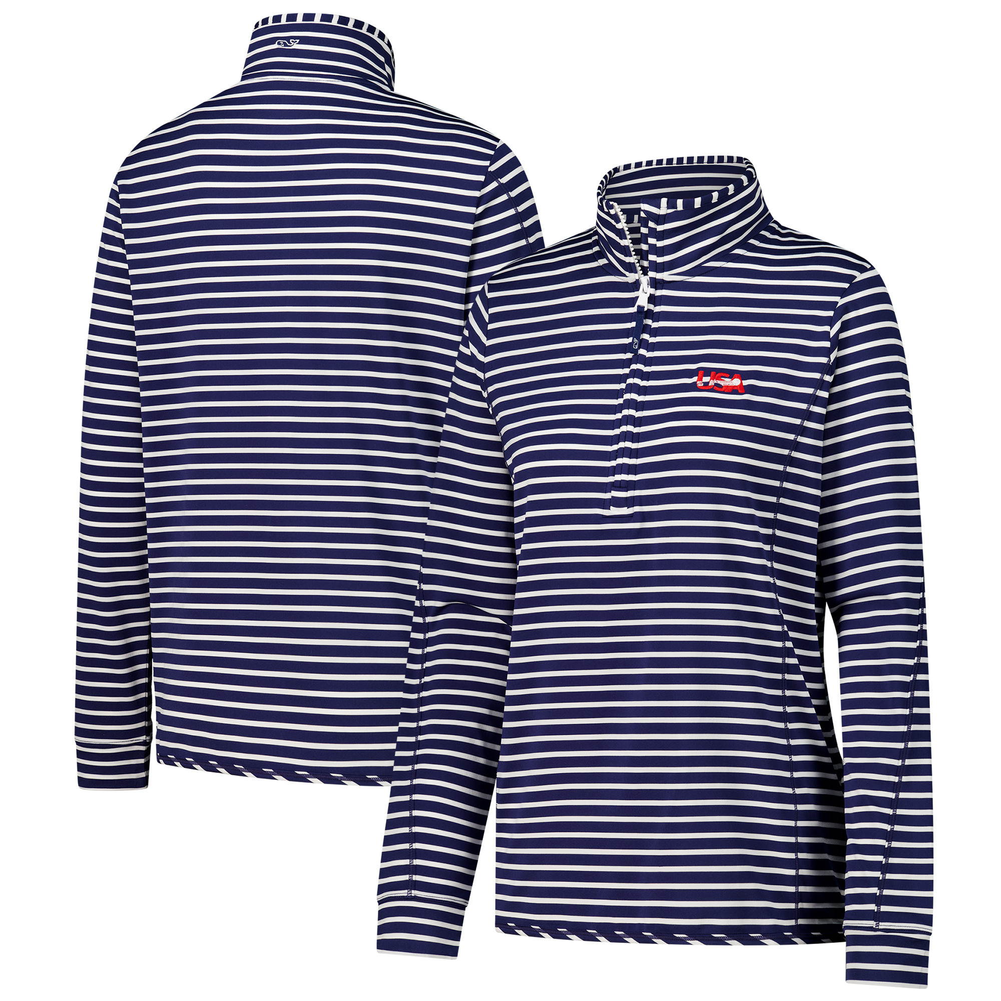Women’s U.S. National Development Program Vineyard Vines Navy/White Stripe Sankaty Quarter-Zip Shep Shirt Women’s U.S. National Development Program Vineyard Vines Navy/White Stripe Sankaty Quarter-Zip Shep Shirt