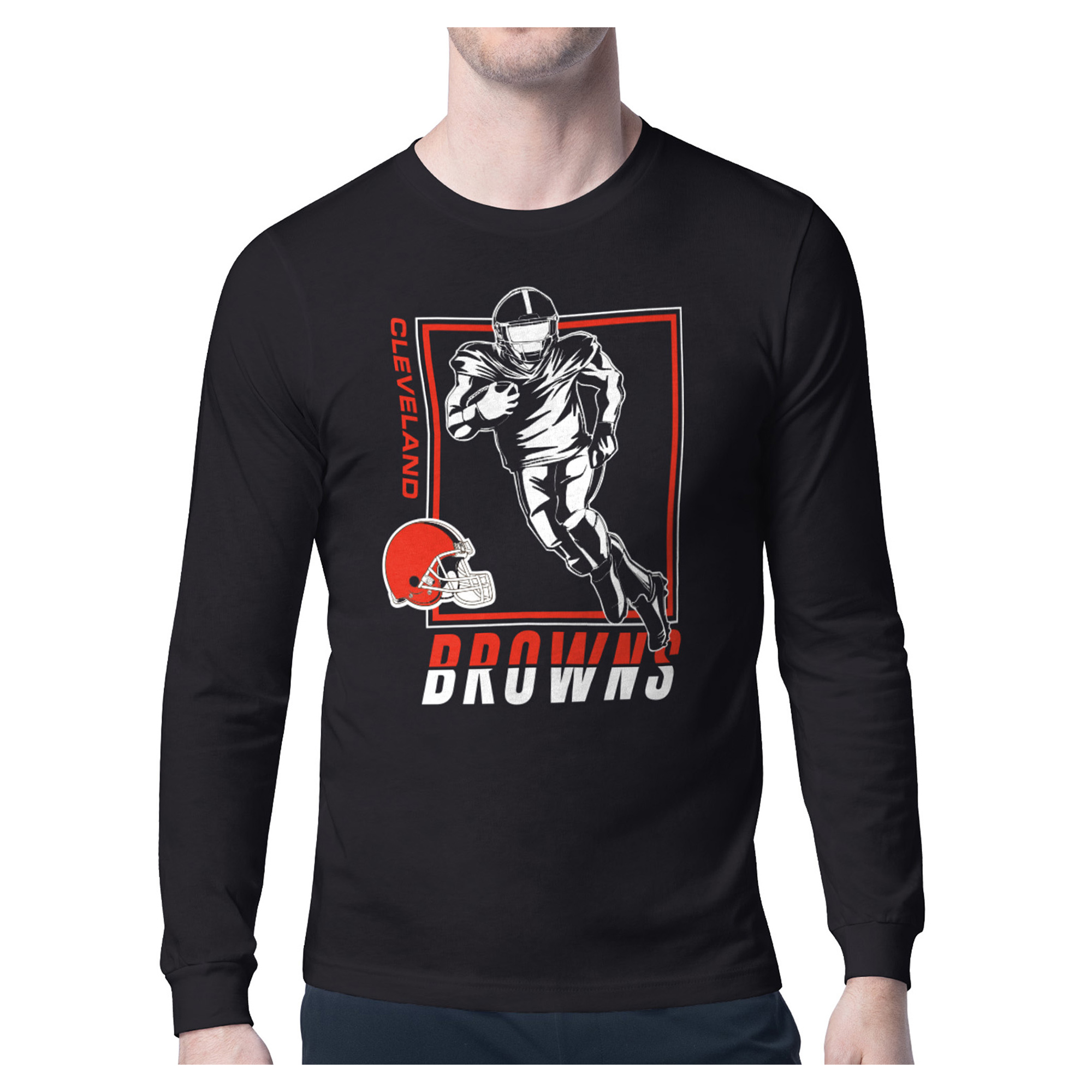 Men's Starter Black Cleveland Browns Long Sleeve T-Shirt