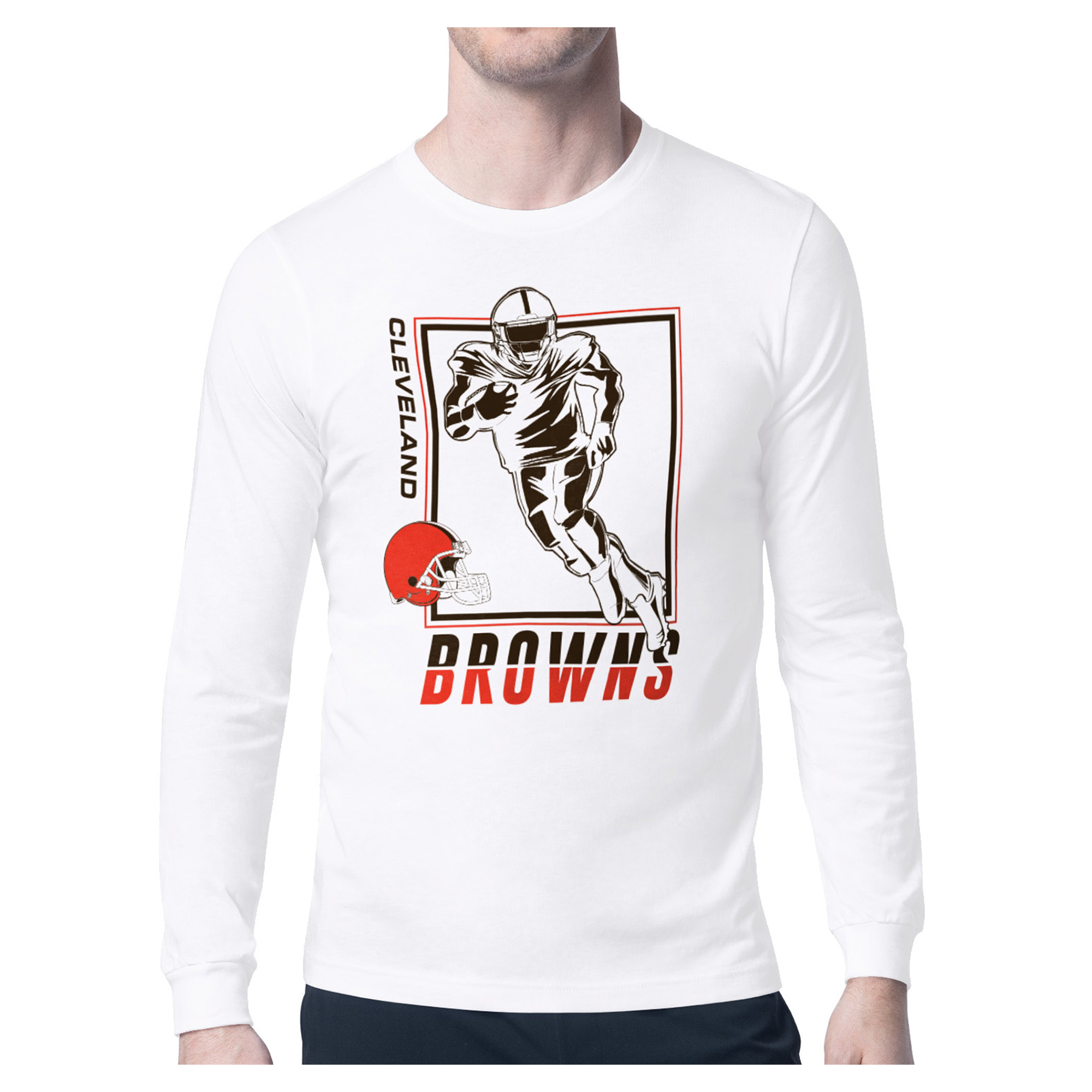 Men's Starter White Cleveland Browns Long Sleeve T-Shirt