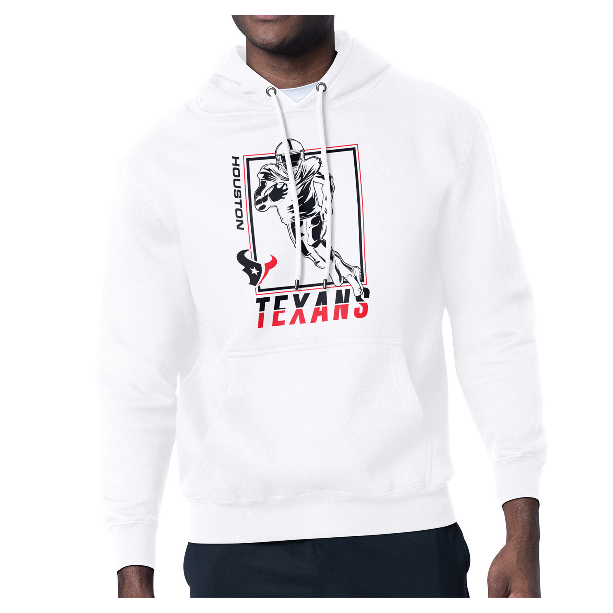 Men's Starter White Houston Texans Tri-Blend Pullover Hoodie