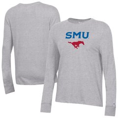 Women's Champion  Gray SMU Mustangs Core Long Sleeve T-Shirt