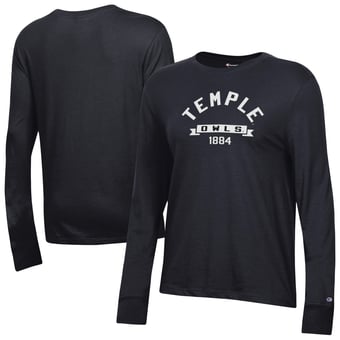 Women's Champion  Black Temple Owls Core Long Sleeve T-Shirt